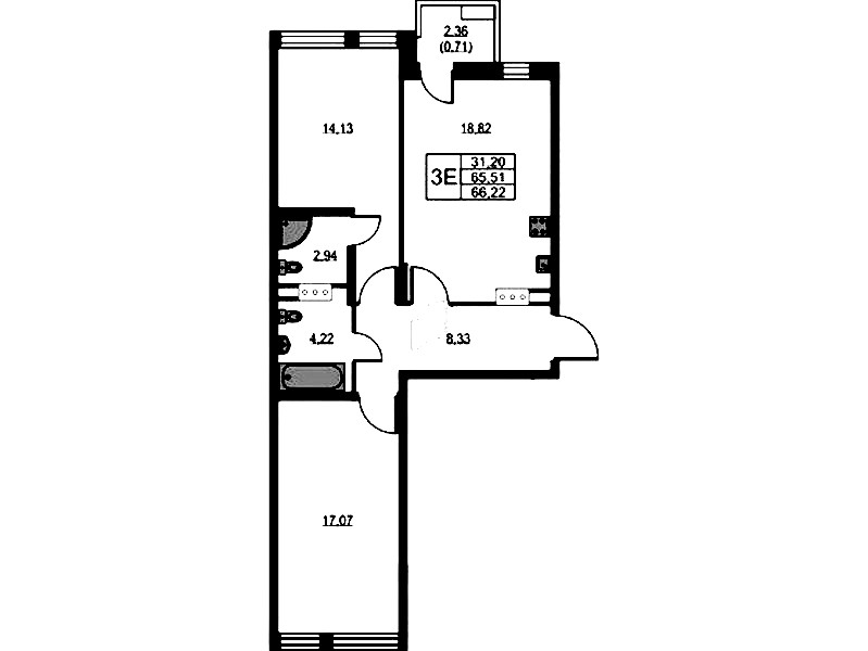 2-комнатная квартира 66.6 м², 9/10 эт., ЖК «VEREN NEXT Шуваловский»